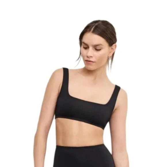 Good‎ American Black Square Neck Compression Swim Top NWT